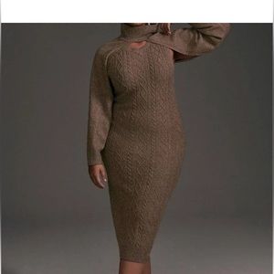 Anthropologie Current Air Cable Knit Midi Sweater Dress
